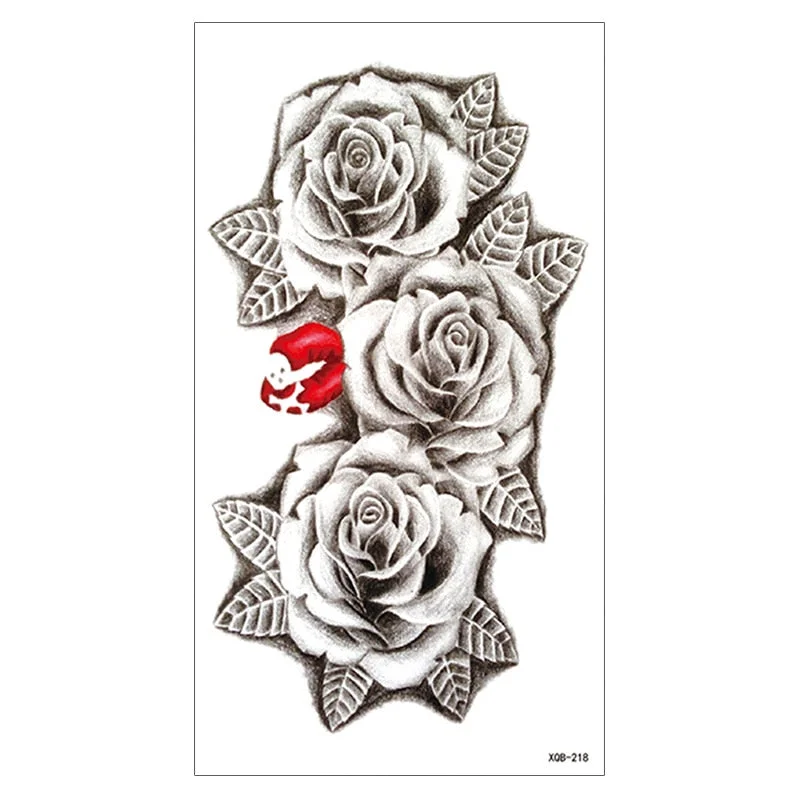 Waterproof Temporary Tattoo Sticker Snake Flower Rose Flash Tattoos Lace Fox Lion Bird Body Art Arm Skull Fake Sleeve Tattoo