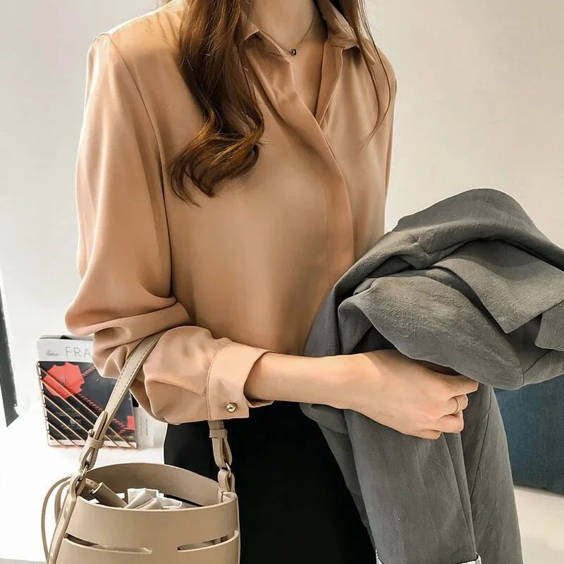 Uforever21  Autumn Women 2022 Fashion Blouses Solid Plus Size Female Clothes Loose Shirt Long Sleeve Blouse Simple OL Feminine Blusa Mujer