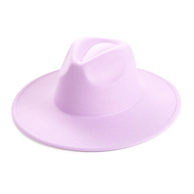 Unisex Elegant Solid Color Big Eaves Fedora Hat