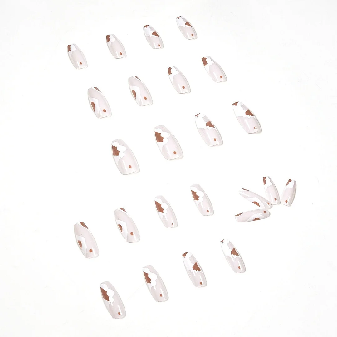 24pcs Temperament Fake Nails Full cover Fake Nails Glue DIY Manicure Nail Art Tools-Nail Inspo