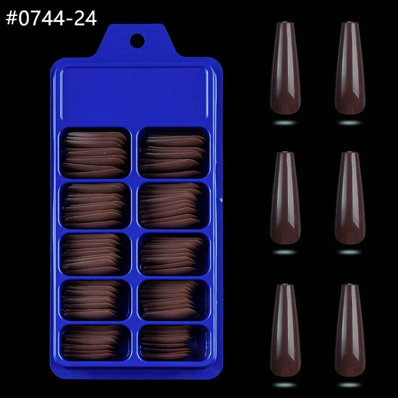 Lamemoria 100/500pcs/opp/box Fake Nails Coffin Nail Tips Press on Nails Natural Clear Long Ballerina DIY False Nail Full Cover-Nail Inspo