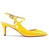 啦啦啦65mm Women Slingback Pumps Ankle Strap Jenlove Stiletto Mid Heel Close Pointed Toe Dress Red Bottoms Shoes  James Yang