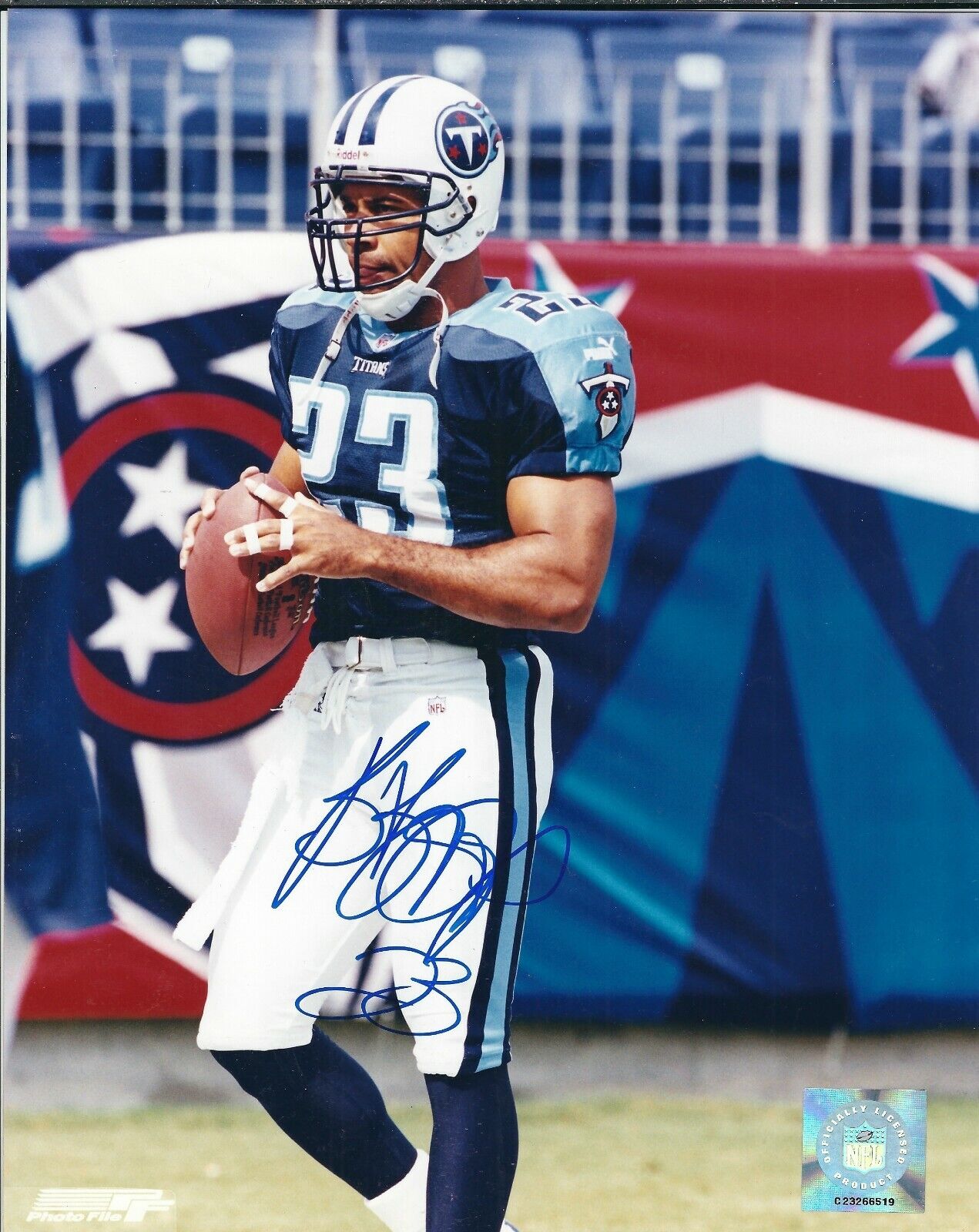 Autographed BLAINE BISHOP Tennessee Titans 8x10 Photo Poster painting w/COA