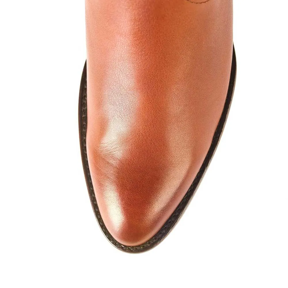 Brown Closed Toe Chunky Heel Casual Ankle Women's Western Boots