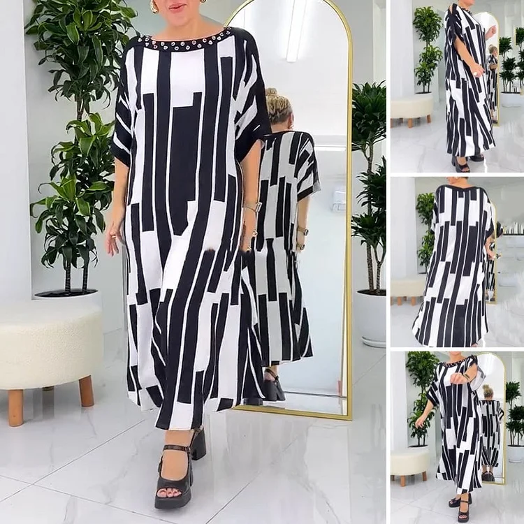 Elegant Black and White Maxi Dress for Women