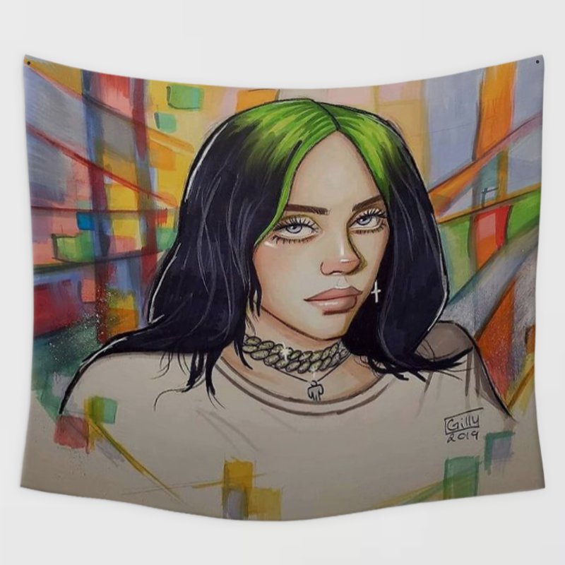 Billie Eilish Fan Art Wall Tapestry Exclusive At Wallart Eshop