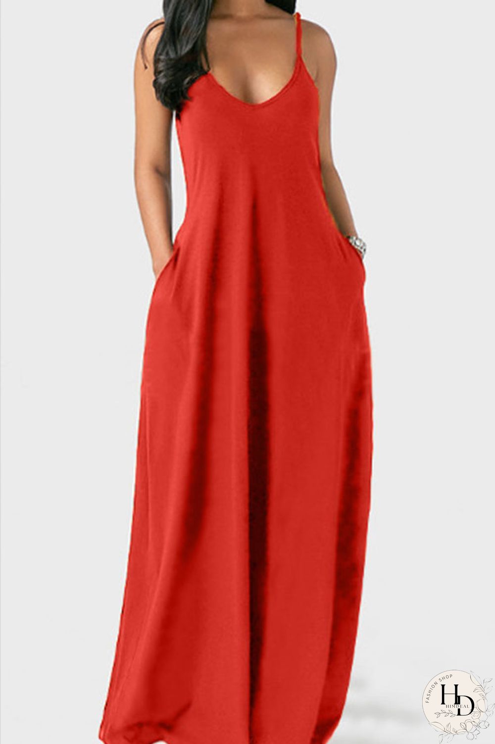 Wine Red Milk. Fashion Sexy Casual Spaghetti Strap Sleeveless Slip Princess Dress Floor-Length Solid Dresses