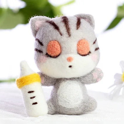 FeltingJoy - Cartoon Doll Needle Felting Kit - Sleeping Cat