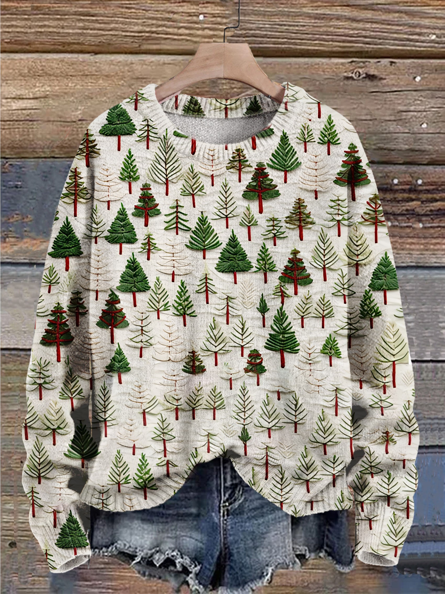Christmas Gift Christmas Tree Art Print Knit Pullover Sweater christmas-gift-christmas-tree-art-print-knit-pullover-sweater