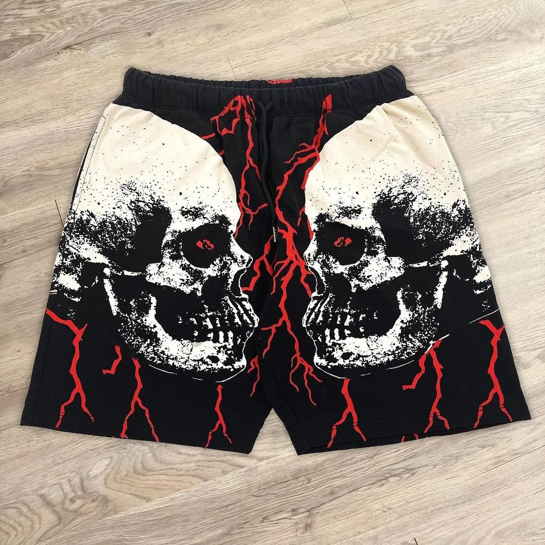 Personalized skull print casual shorts