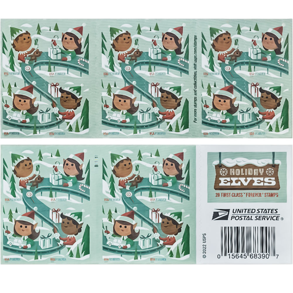 5722-25 - 2022 First-Class Forever Stamps - Holiday Elves - Mystic