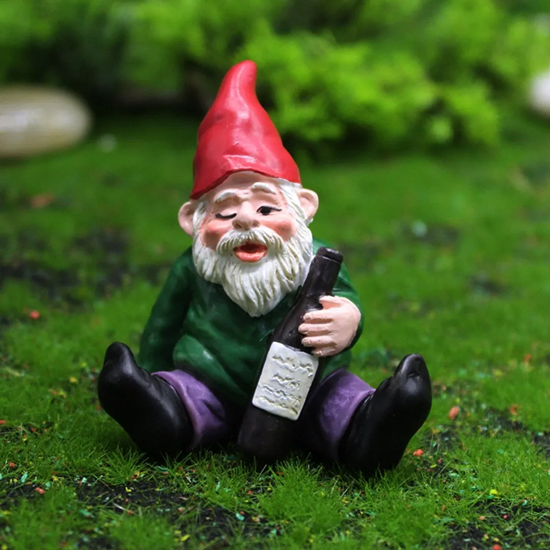 Miniature Garden Drunk Dwarfs Elves Ornaments Moss Micro Landscape Fairy Decorations Mini Resin Crafts Figure Bonsai Home Decor