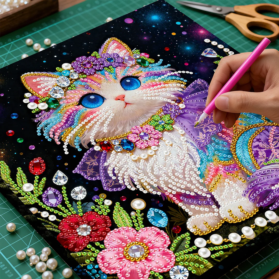 Cat Art Diamond Painting Kit for Adults Home Decor 25x25cm With Frame