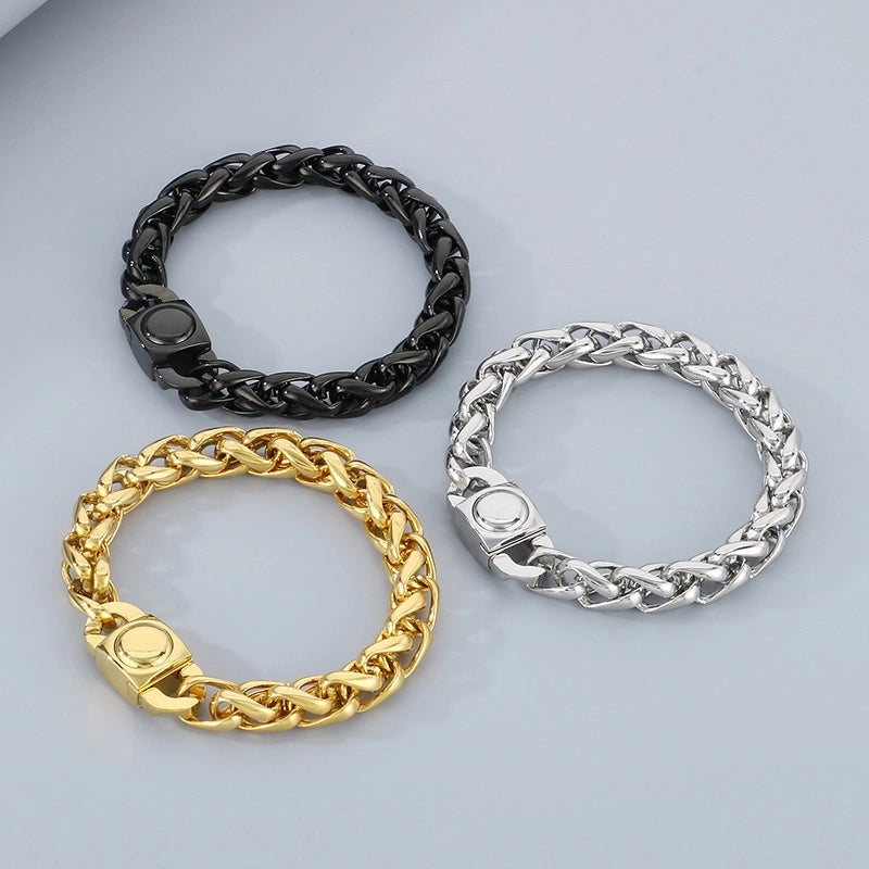 Fashion Stainless Steel 10mm Basket Chain Woven Chain Casting Buckle Necklace