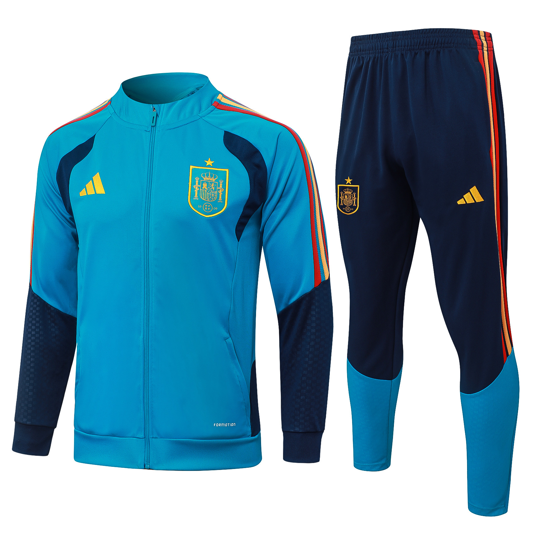 2026 Spain Long Zipped Jacket Blue Football Jersey