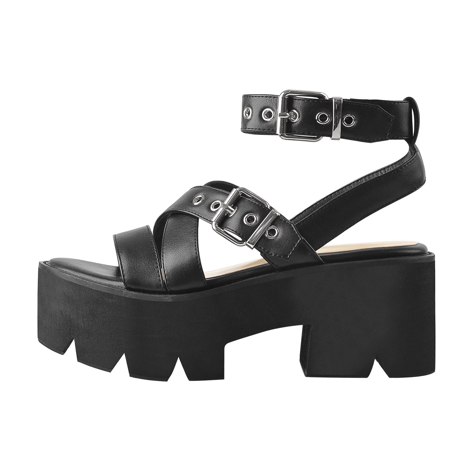 Ankle Strap Multiple Buckle Platform Sandals