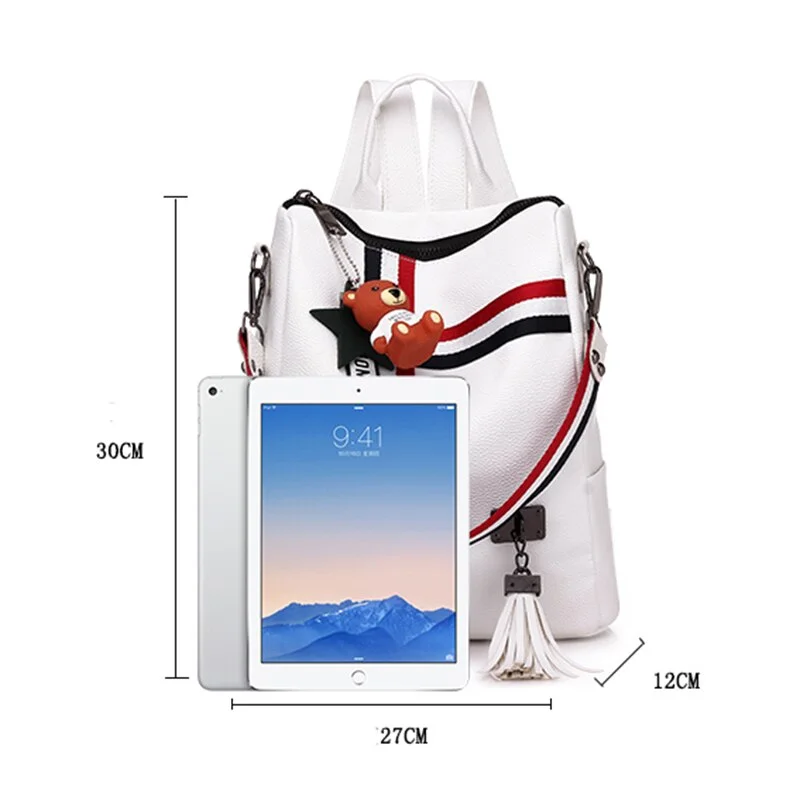 2018 new retro fashion zipper ladies backpack leather high quality school bag shoulder bag for youth bags leather Tassel