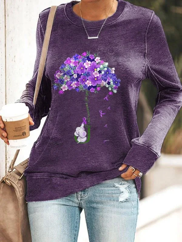 I Will Remember For You Dementia Alzheimer's Disease Awareness Graphic Printed Women's Casual Sweatshirt socialshop