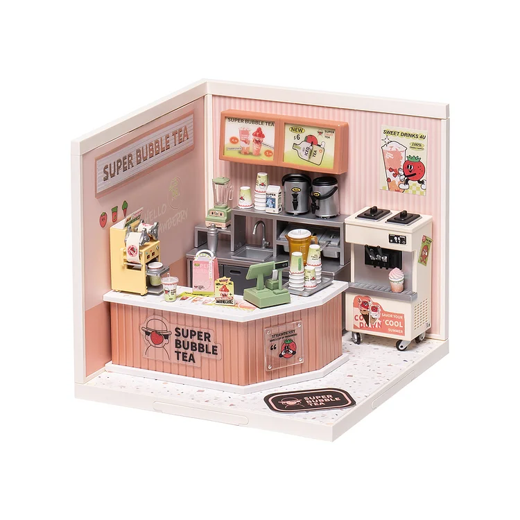 Rolife Super Creator Doppelte Freude Bubble Tea Miniatur-Hausbausatz aus Kunststoff DW006