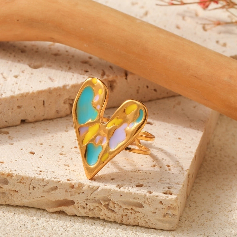 Elegant Minimalist Geometric 304 Stainless Steel Enamel Stainless Steel Rings