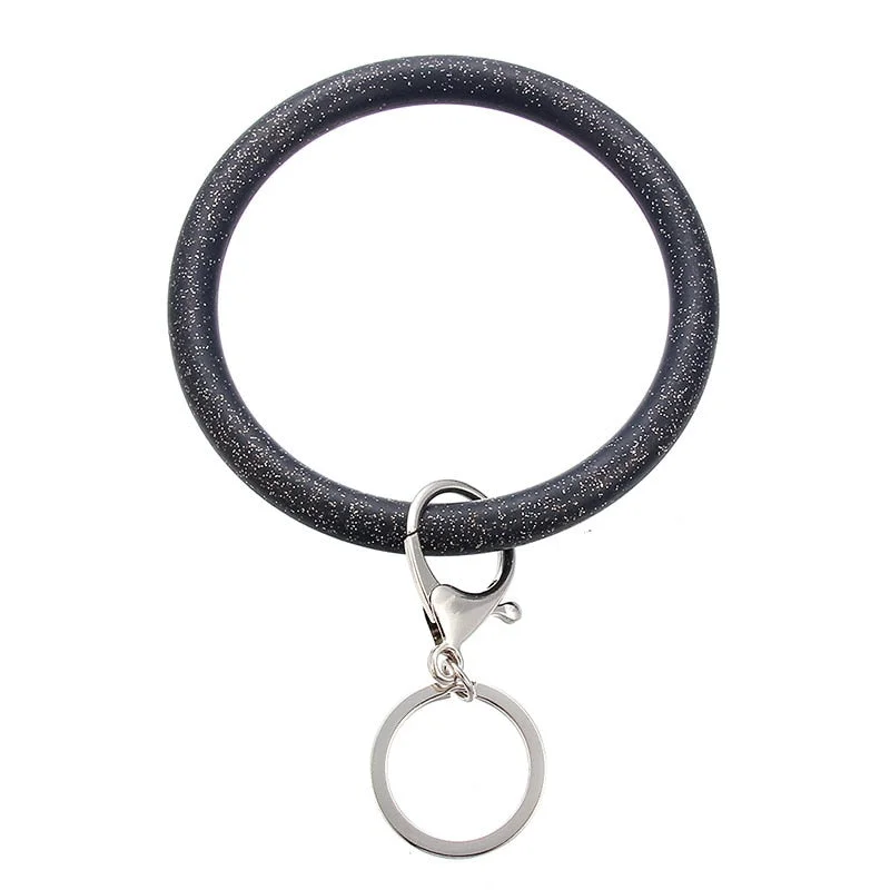 Dvacaman Hot Sale Big O Shaped Silicone Loop Wrist Key Ring Keychain with Gold O Clasp Round Key Wrist Strap Accessory Wholesale