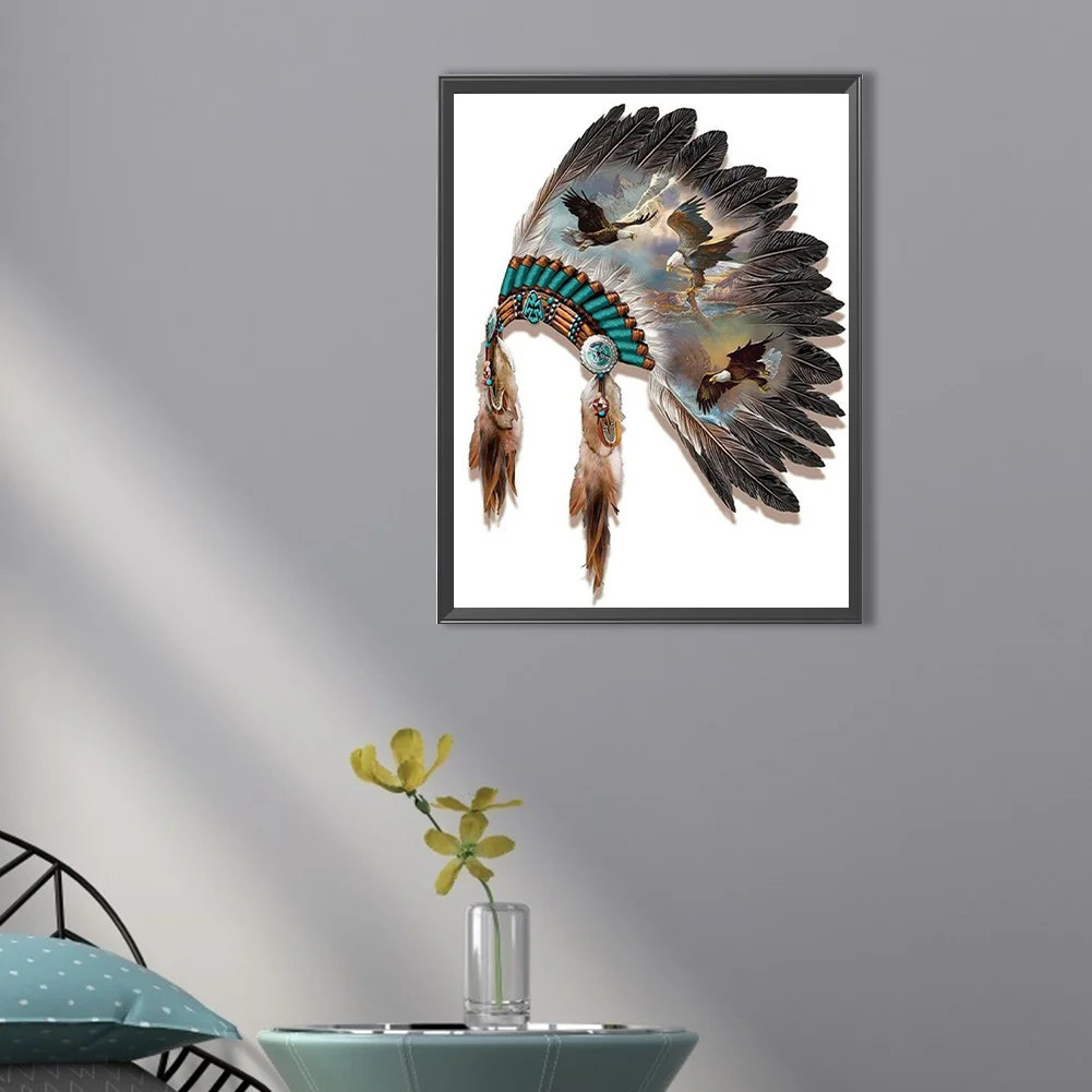 4pcs/Set Diamond Painting - Full Round Drill - Indian Headdress(Canvas|30*40cm)