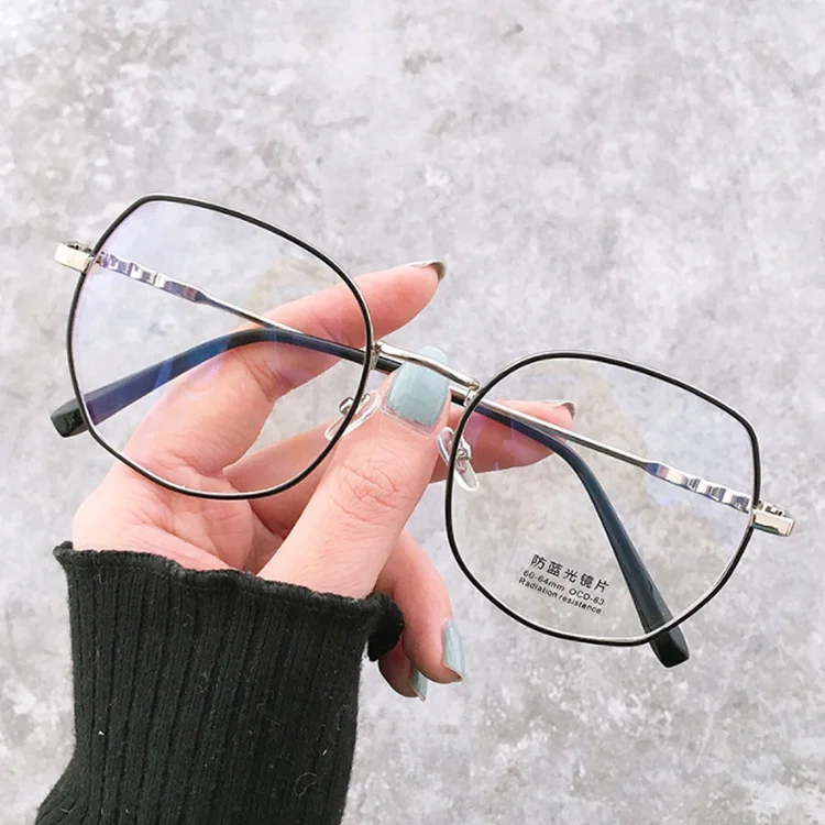 Qutzzmnd Trends Women Office Anti Blue Light Oversized Computer Glasses Men Womwn Blue Blocking Big Size Eyeglasses Alloy Frame