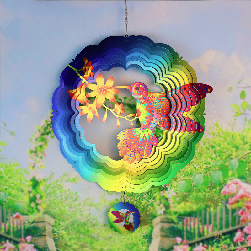 Tegooe Hummingbird 3D Metal Wind Spinner for Garden Patio Decor Tegooe