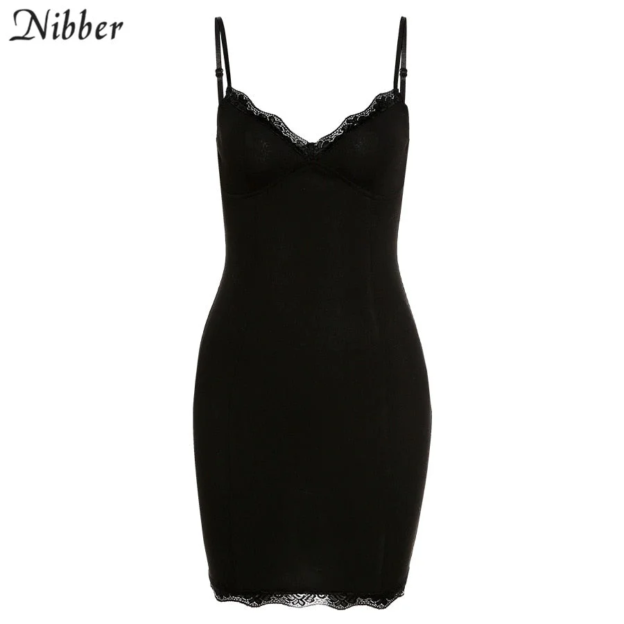 NIBBER Pleated Evening Party Mini Dress Woman Sexy V-neck Seaside Club Vacation Beach Sling Solid Color Bag Hip Tight Dress 2021