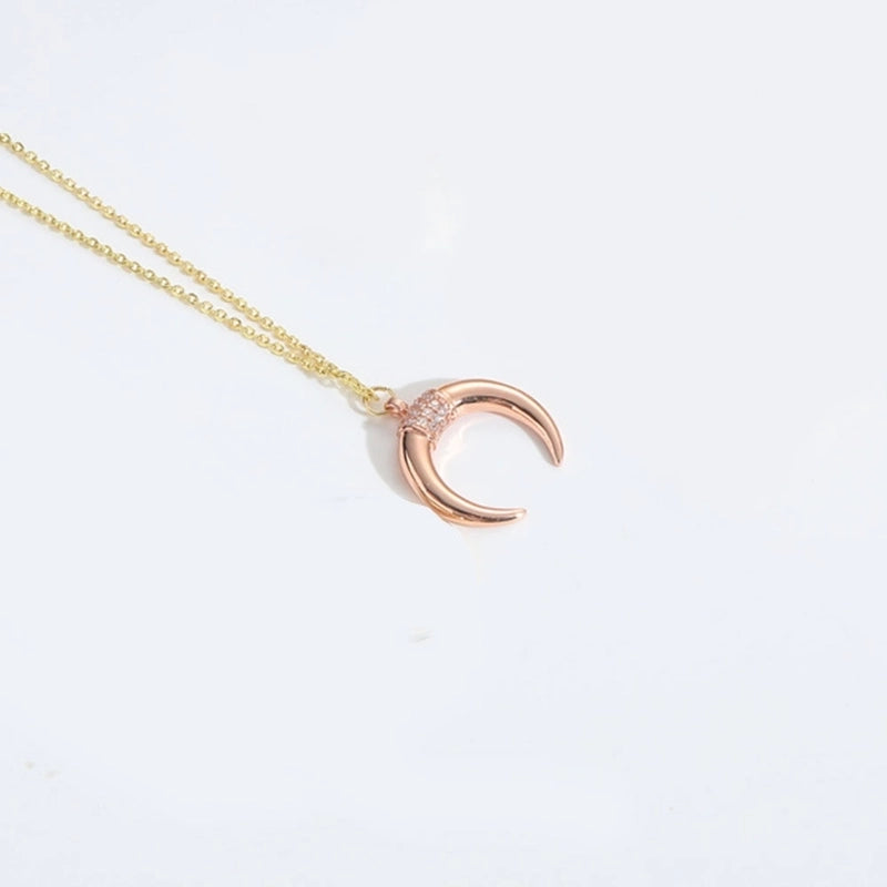 Copper 14K Gold Plated Moon Flower Zircon Copper Necklaces