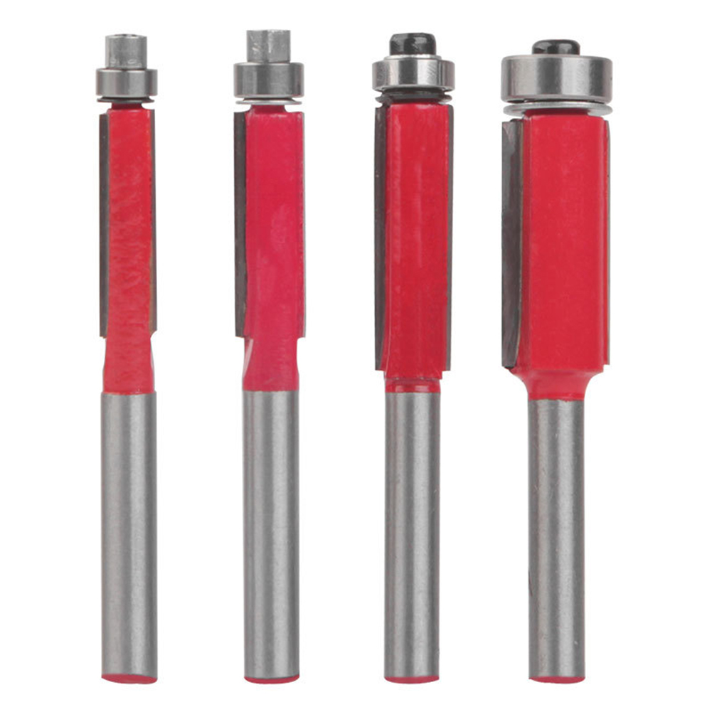 

4pcs 1/4 Shank Milling Cutter Router Bit Dual Flutes Woodworking Tools Red, 501 Original
