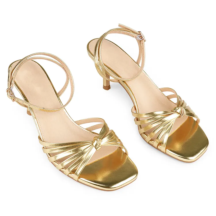 65mm Women's Kitten Low Strappy Heels Ankle Strap Heeled Sandals Apricot Bottom Summer Wedding Shoes VOCOSI VOCOSI