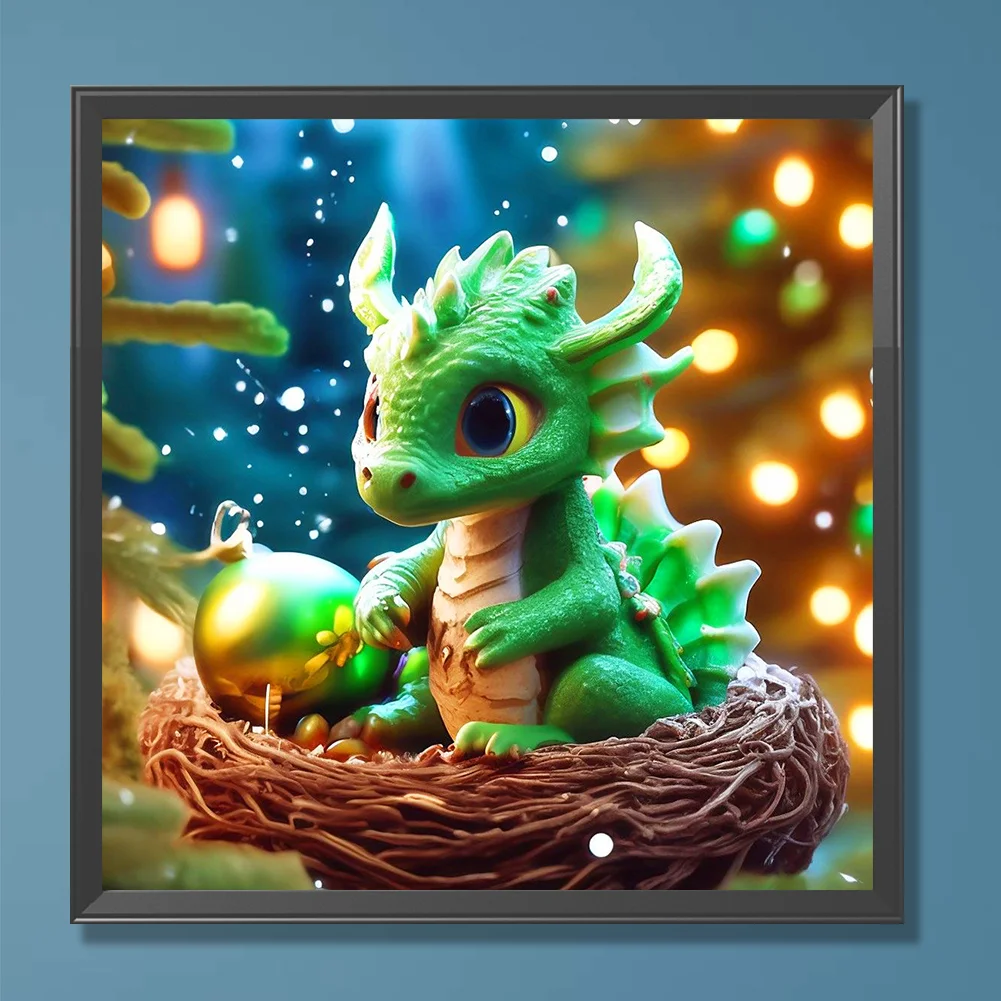 Full Round Diamond Painting 30*30cm - Dragon In The Nest