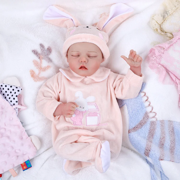 Babeside Realistic 17" Newborn Truly Reborn Baby Doll Pink Bunny Girl Twinnie