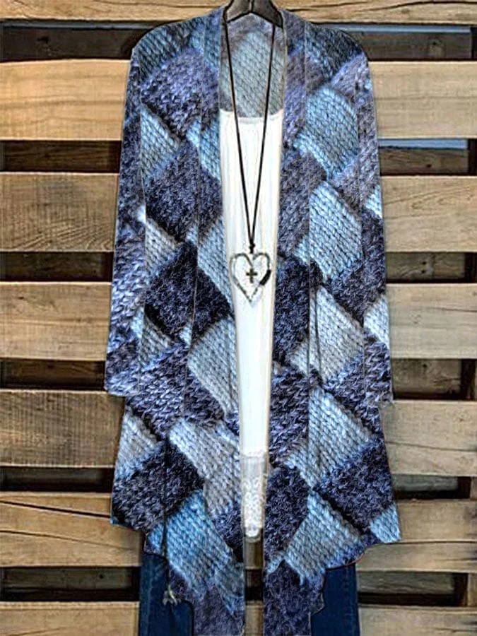 Women's Colorful Plaid Print Cardigan