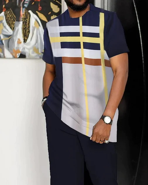 Men's Casual Colorblock Walking Suit-067