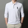Cotton Long Sleeve Lapel Polo Shirt