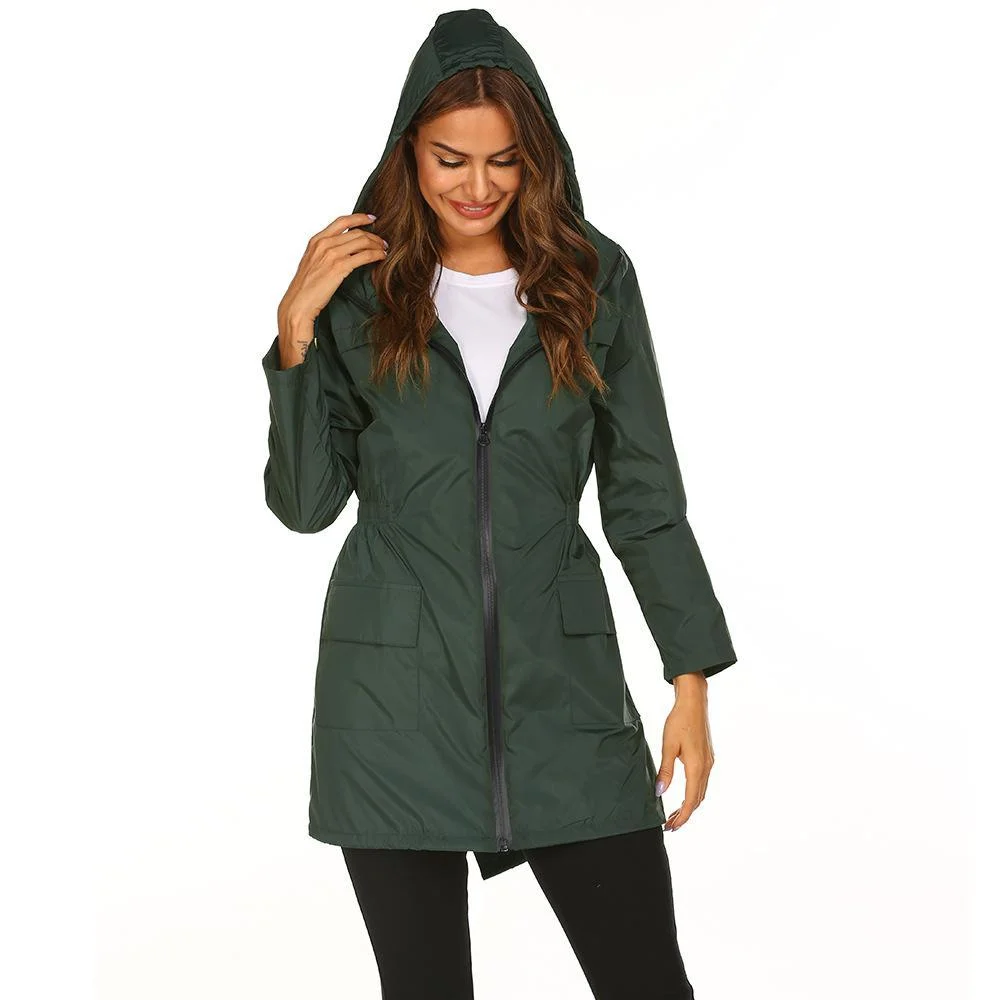 WOMEN WATERPROOF LIGHTWEIGHT RAIN JACKET ACTIVE OUTDOOR HOODED RAINCOAT
