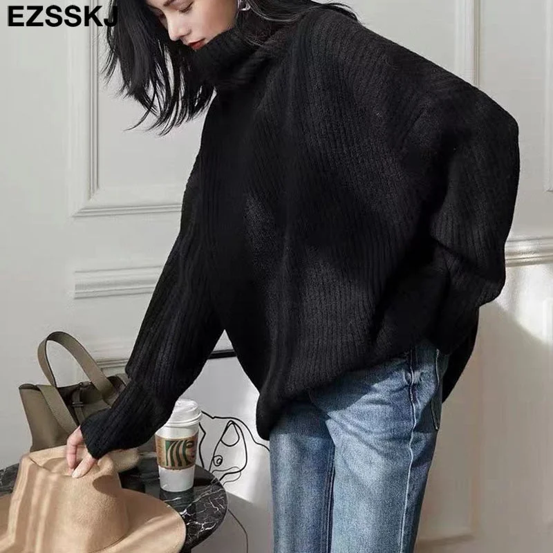 cashmere Autumn Winter highneck thick oversize Sweater pullovers Women 2021 LOOSE  sweater pullovers female Long Sleeve
