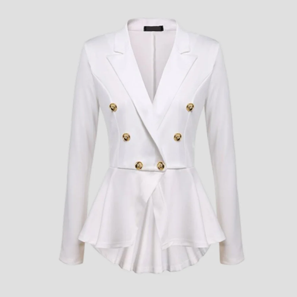 Smiledeer  New women's double-breasted metal button long-sleeved small suit jacket