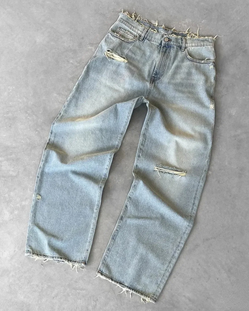 Groksage fall outfits korean Gothic Ripped Large High Waist Y2K Retro Jeans Women Men Harajuku Hip Hop Fashion  Baggy Jeans Denim Pants Wide Leg Trousers