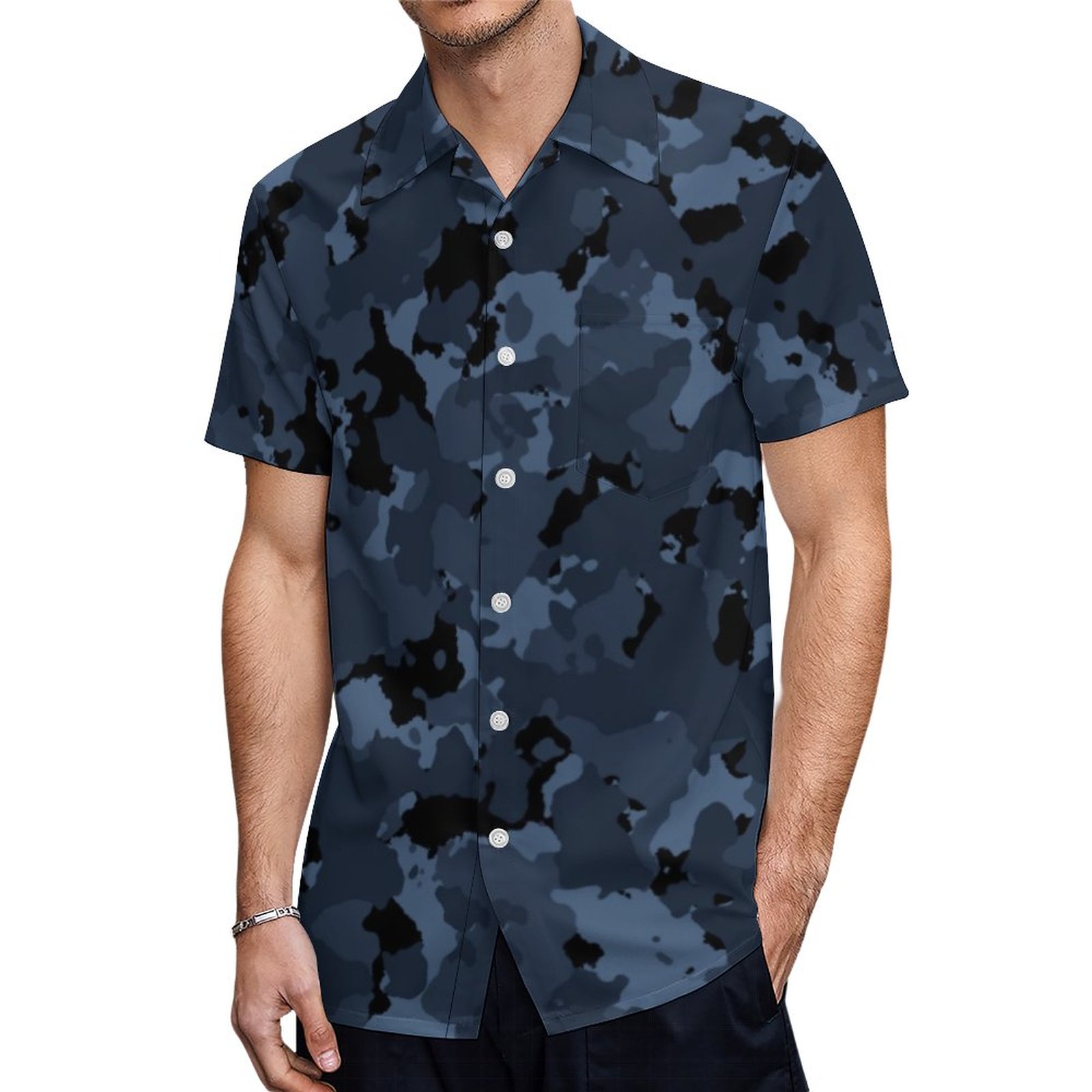 Night Camo Hawaiian Shirt Mens Button Down Plus Size Tropical Hawaii Beach Shirts