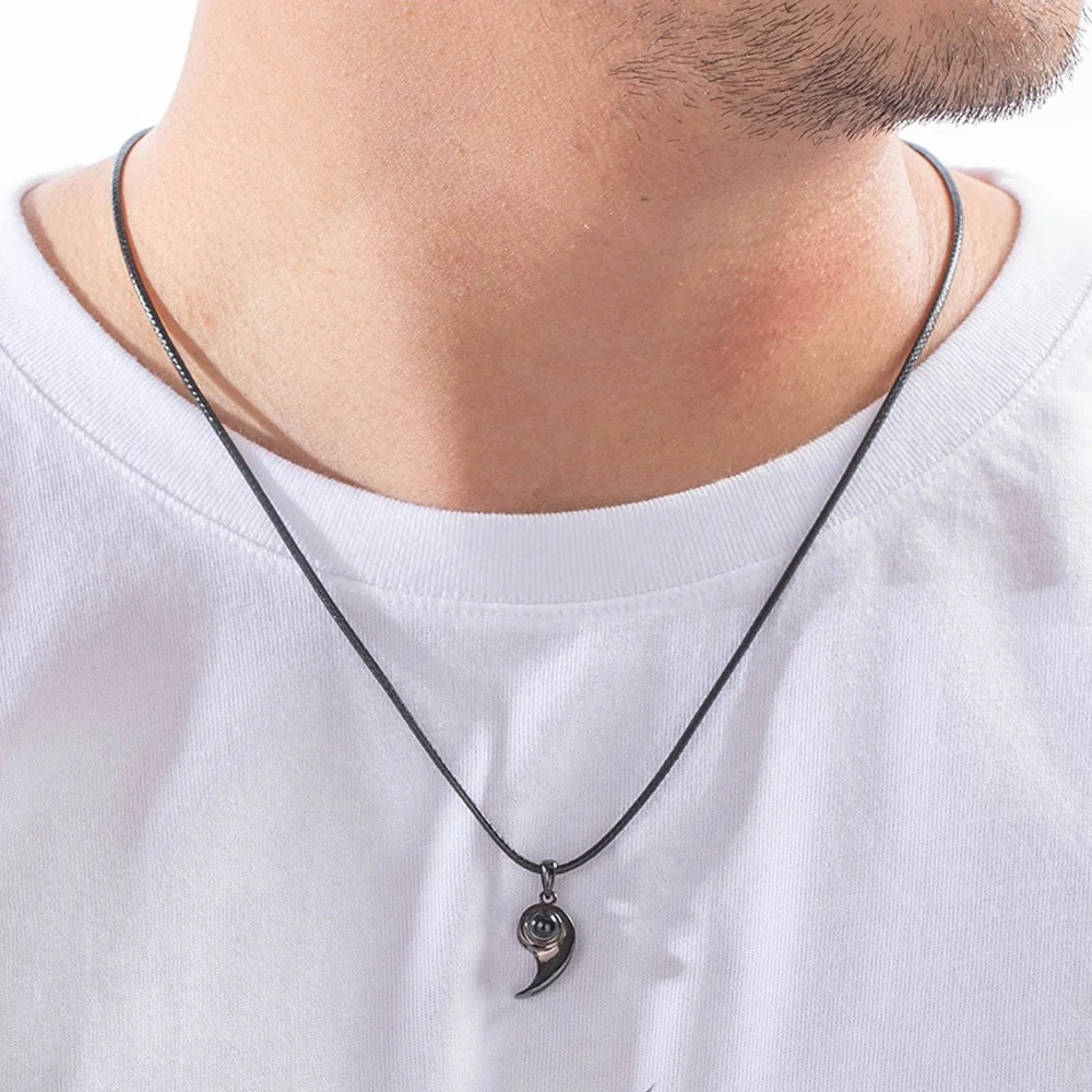 Custom 2 Pieces Projection Heart Necklace with Love in 100 Languages