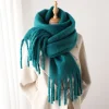 Women's Vintage Mohair Warm Extra Long Tassel Scarf by Inlyline