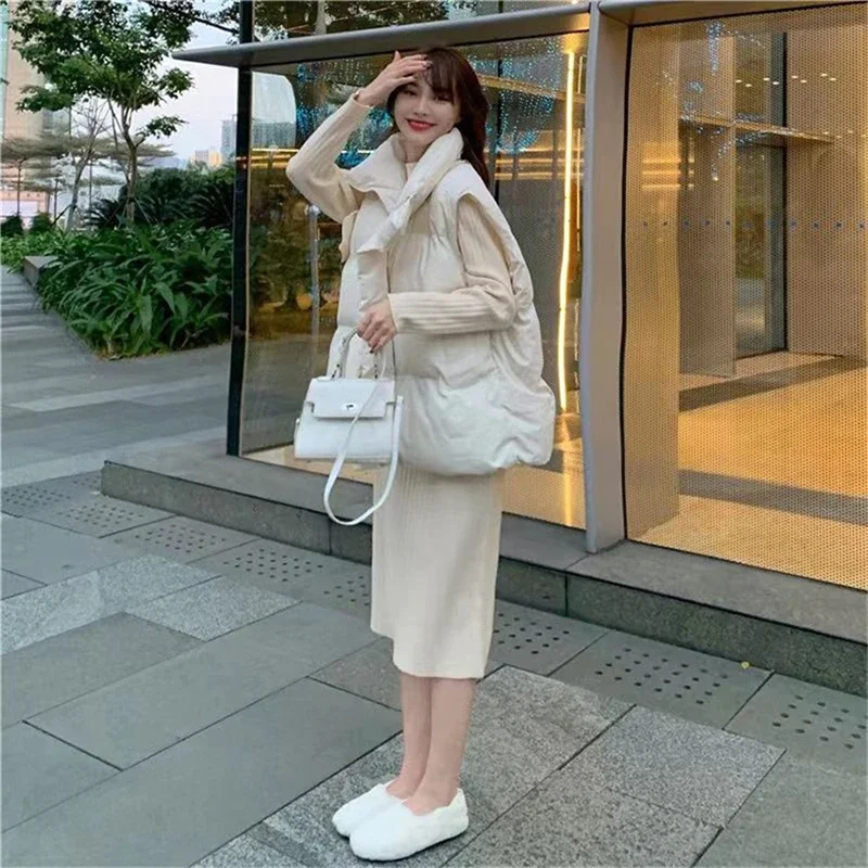 Uveng New Autumn Winter Down Women Short Vest Windbreaker Thick Warm Coat Gilets Sleeveless Jacket Weste