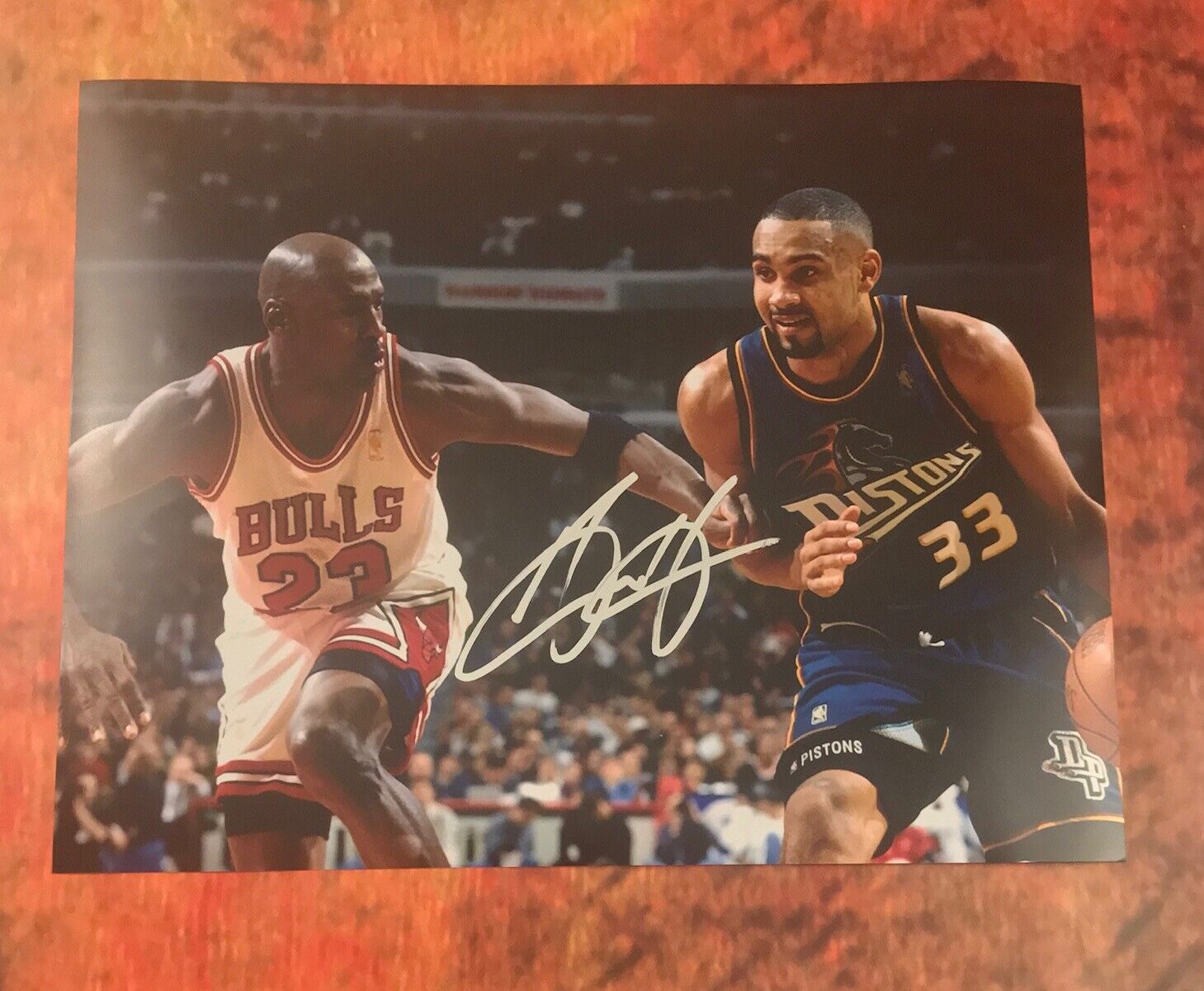 GFA Detroit Pistons vs Jordan * GRANT HILL * Signed Autographed 11x14 Photo Poster painting COA