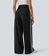2026🔥 Halara Ribbed SoCinched High Waisted Tummy Control Drawstring Wide Leg Color Block Casual Trousers with Pockets