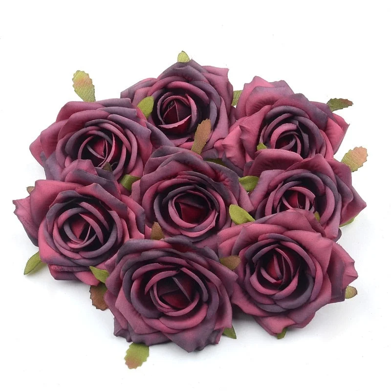 5pcs 7cm Large European Retro Silk Artificial Rose Flower Heads For Wedding Party Home Decoration DIY Garden Crafts Fake Flowers