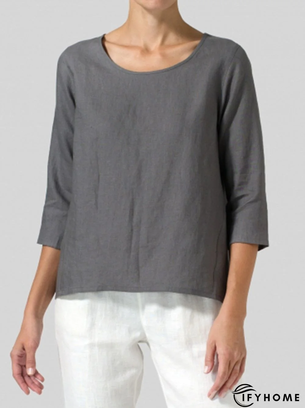 Women Casual 3/4 Sleeve Loose Top Blouse Shirt | IFYHOME