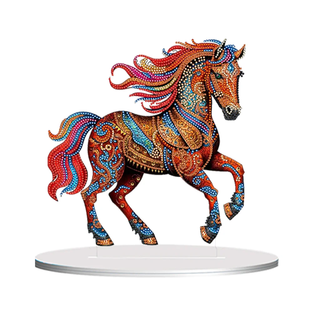 DIY Mustang Diamond Painting Acrylic Desktop Ornament for Home Office Desktop Decor